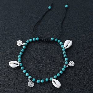 Vintage Retro Shell Mix Match Turquoise Beaded Shell Anklet